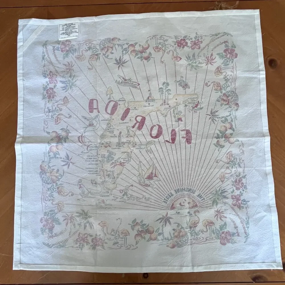 Florida Vintage Retro Map Cotton Kitchen Towel 22